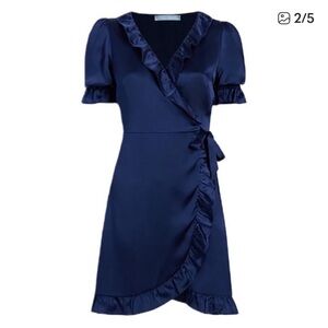 Hill House Midnight Blue Silk Ruffle Mini Dress